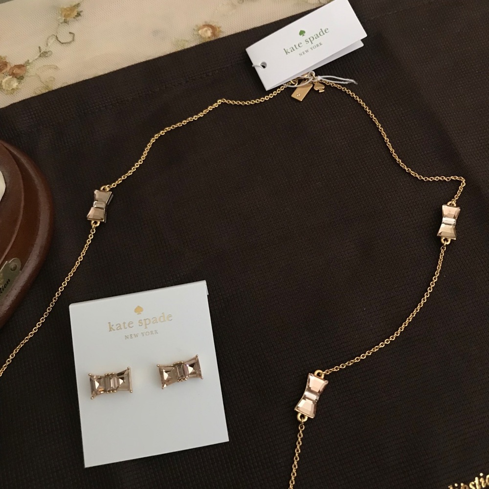 NWT Kate Spade pink bow earrings & necklace. 🛍